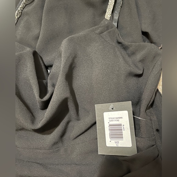 Marina Black Sheath Dress with rhinestone Straps - Picture 12 of 12